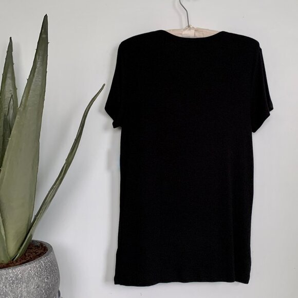 GAP luxe long modal fine ribbed short sleeve crewneck t-shirt black XL - Picture 7 of 9